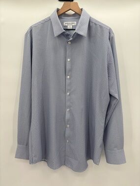 Mizzen+Main Performance Menswear Blue Micro-Pattern Dress Shirt Size XL